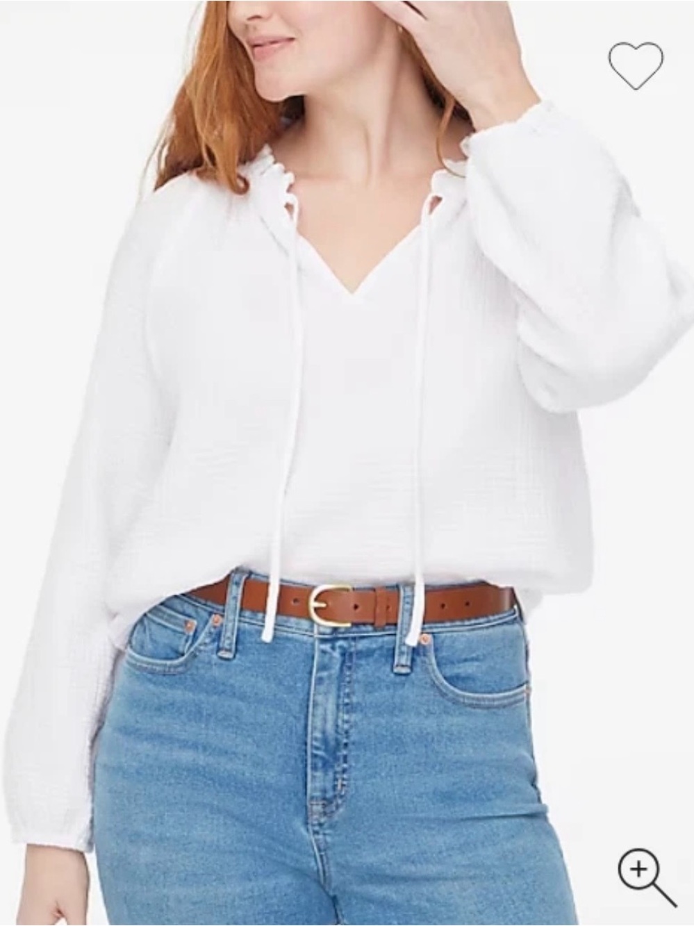 J.Crew New Womens Long Sleeve Gauze Tie Neck Top White Size M NWT
